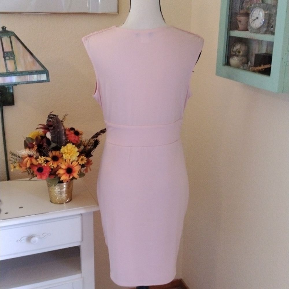 Elegant Pink Draped Women's Dress - Picture 5 of 9